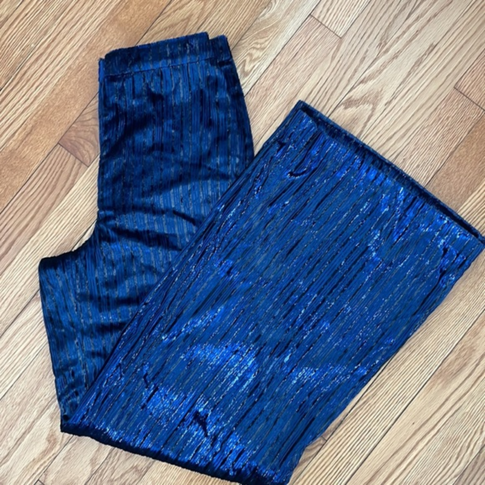 Yumi Kim Dynasty Velvet Midnight Twinkle Navy Metallic‎ Stripe Pant Small